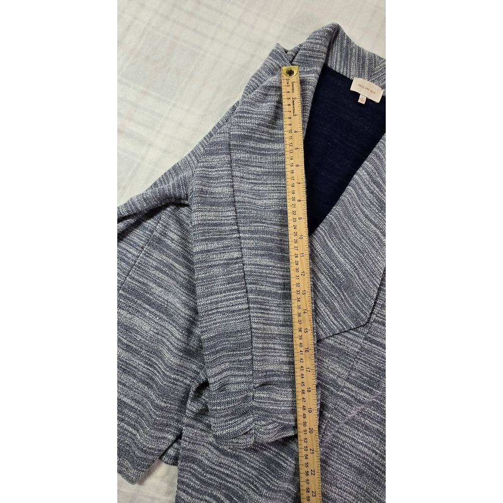 Skies Are Blue Tweed Knit Blazer Women's Open Front Waterfall Blue Spacedye XL - Picture 7 of 12